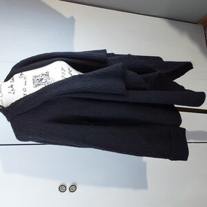 Nine West|Womens Black Super Soft Drapey Open Ribbed Texture Cardigan Sz.XXL